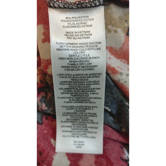 Kasper Separates Women's Red Abstract Pattern Scoop Neck Cap Sleeve Top M - Picture 4 of 4